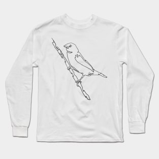 Bird on Branch Black Lineart Long Sleeve T-Shirt